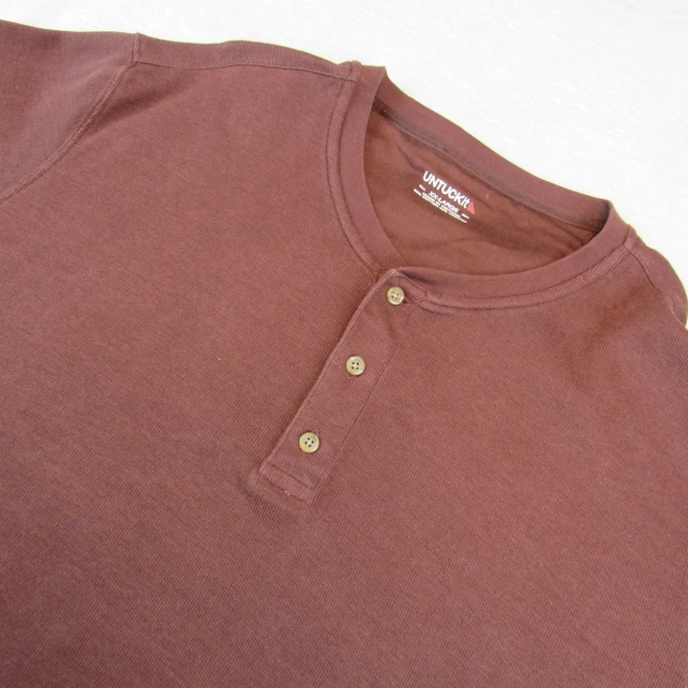 UNTUCKit Henley Sweatshirt Mens XXL Brown Excellent Veneroso 41307 Long Sleeve